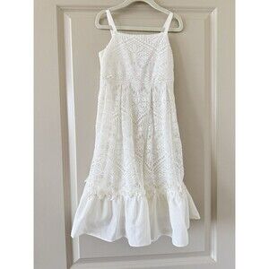 Rare Editions Girls Sz 6 White Lace Dress Thin Straps Bottom Ruffle 100% Poly